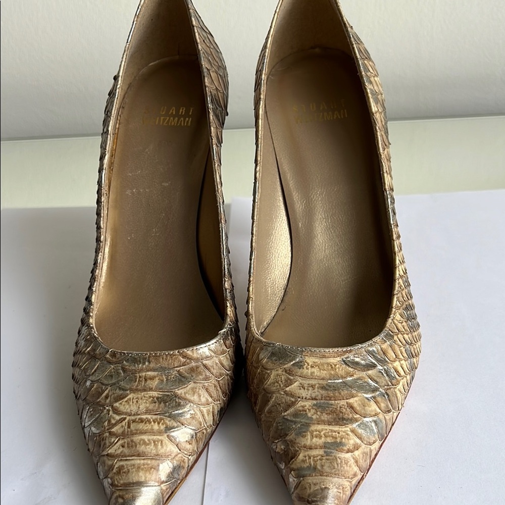 Elegant Tan Snakeskin Women's Heels